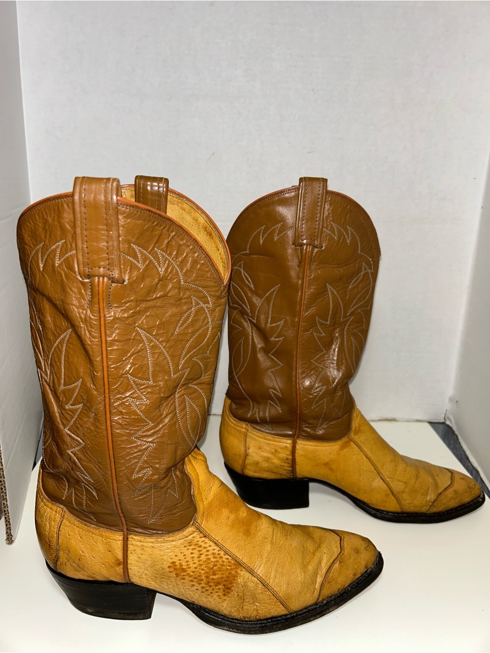 Tony Lama 05420 Brown Smooth Ostrich Leather Western Cowboy Boot